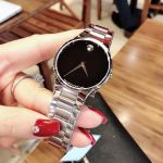 Movado Serio Mặt Tròn Màu Đen Dây Kim Loại Màu Bạc 0606382