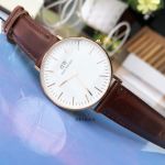 Daniel Wellington Classic St Andrews Mặt Tròn Màu Trắng Dây Da Màu Nâu 0507DW