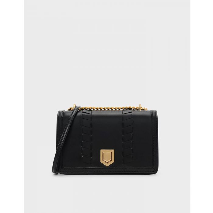 Charles & Keith Weave Crossbody Black Women's Bag CK2-80680689