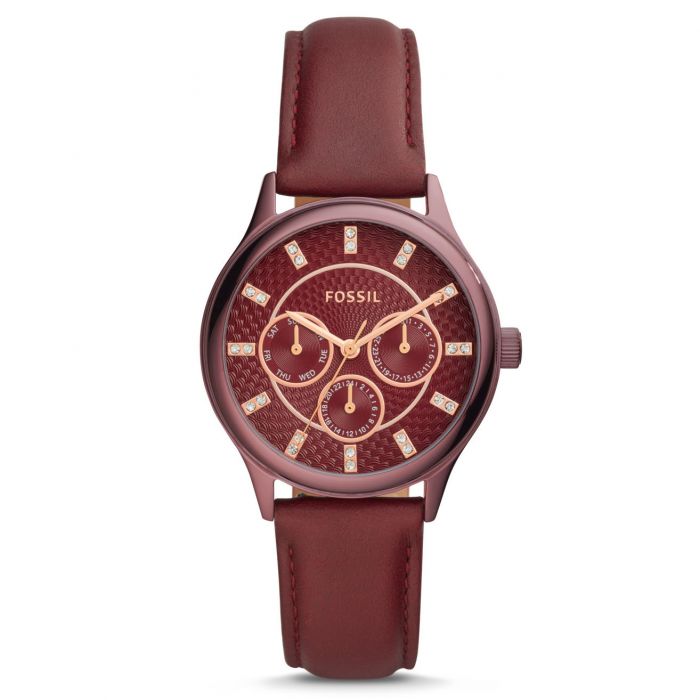 Fossil Sophisticate Multifunction Wine Leather Women's Watch BQ3285