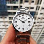 Orient Automatic Mặt Tròn Màu Bạc Lịch Ngày Quai Kim Loại SER1T002W0