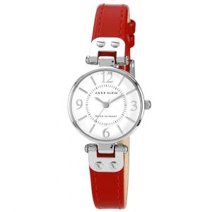 Anne Klein White Dial Red Leather Strap Women's Watch 10/9443WTRD