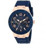 Guess Rose Gold Tone Rigor Blue Silicone Women's Watch U0571L1