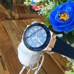 Guess Rose Gold Tone Rigor Blue Silicone Women's Watch U0571L1