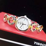 Tissot T-Lady Pinky Mặt Tròn Khảm Trai Dây Kim Loại Màu Bạc Pha Vàng Lịch Ngày T084.210.22.117.00