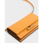 Charles & Keith Metal Accent Long Mustard Women's Wallet CK6-10770328