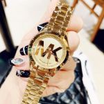 Michael Kors Mini Slim Runway Mặt Tròn Dây Kim Loại Màu Vàng MK3477