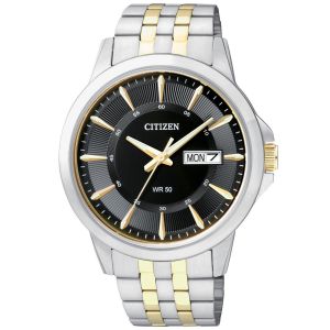 Citizen Day Date Black Dial Two Tone Men's Watch BF2018-52E