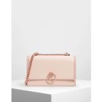 Charles & Keith Chain and Strap Push Lock Shoulder Candy Light Pink Women's Bag CK2-20780764