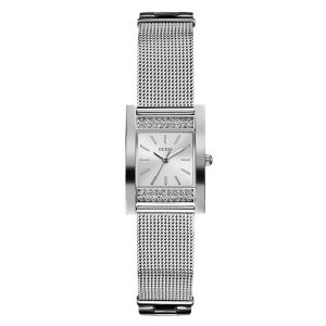 Guess Silver-Tone Rectangular Women Watch U0127L1M