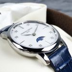 Frederique Constant Slimline Moonphase Mother of Pearl Blue Leather Women's Watch FC-206MPWD1S6