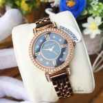 Anne Klein Swarovski Crystals Blue Dial Rose Gold-Tone Women's Watch 2928NVRG