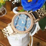 Anne Klein Swarovski Crystals Blue Dial Rose Gold-Tone Women's Watch 2928NVRG