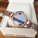 Anne Klein Swarovski Crystals Blue Dial Rose Gold-Tone Women's Watch 2928NVRG