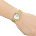 Skagen Freja White Dial Gold Plated Mesh Women's Watch 358SGGD