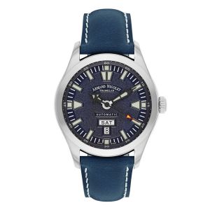 Armand Nicolet Tramelan Day Date M02 Automatic Blue Leather Men's Watch 9740M-BU-P140BU2