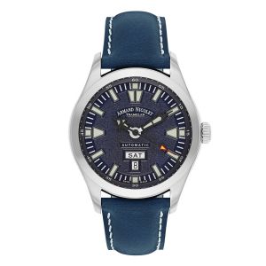 Armand Nicolet Tramelan Day Date M02 Automatic Blue Leather Men's Watch 9740M-BU-P140BU2
