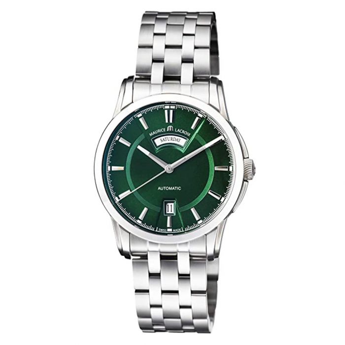 Maurice Lacroix Pontos Automatic Mặt Tròn Màu Xanh Dây Kim Loại Lịch Ngày Thứ PT6158-SS002-63E-1