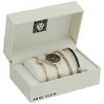 Anne Klein Gold and Black And Bracelet Set Women's Watch 1470GBST