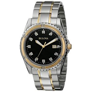 Bulova Diamond Black Dial Stone Men's Watch 98D122