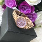 Guess Rose Gold Tone Purple Dial Heart Crystal Women's Watch U0907L3