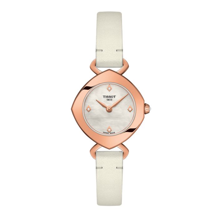 Tissot Femini-T Mặt Hình Thoi Khảm Trai Dây Da Màu Trắng T113.109.36.116.00