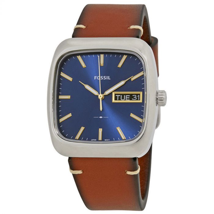 Fossil Rutherford Blue Dial Brown Leather Men's Watch FS5334