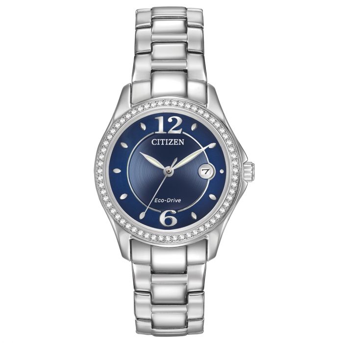 Citizen Silhouette Crystal Eco-Drive Blue Dial Stainless Steel Women's Watch FE1140-86L