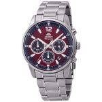 Orient Chronograph Mặt Tròn Màu Đỏ Dây Kim Loại Màu Bạc RA-KV0004R10B