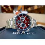 Orient Chronograph Mặt Tròn Màu Đỏ Dây Kim Loại Màu Bạc RA-KV0004R10B