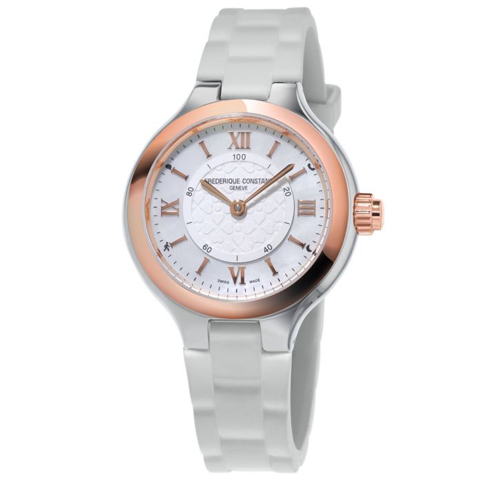 Frederique Constant Silver Mother of Pearl Dial Silicone Strap Horological Smartwatch FC-281WH3ER2