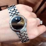 Movado Metio Mặt Tròn Màu Đen Dây Kim Loại Màu Bạc 0606204