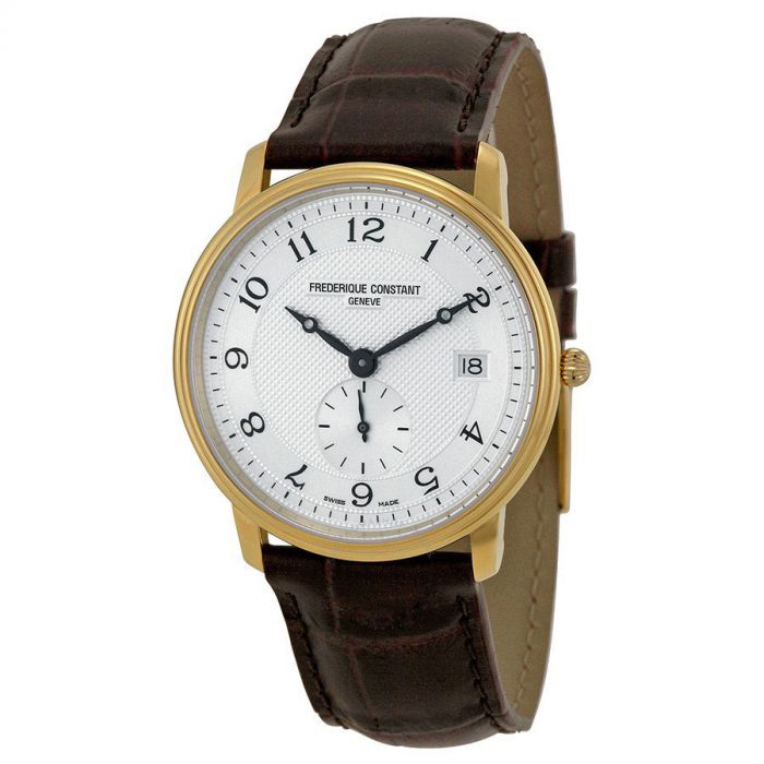 Frederique Constant Slim Line Guilloche Brown Leather Men's Watch FC-245AS4S5