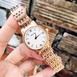 Bulova Diamond Gallery Mặt Tròn Màu Trắng Dây Kim Loại Màu Vàng Hồng 97P106