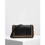 Charles & Keith Chain Rimmed Black Women's Clutch CK2-70840146