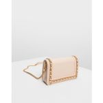 Charles & Keith Chain Rimmed Light Pink Women's Clutch CK2-70840146