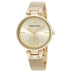 Anne Klein Swarovski Crystal Mặt Tròn Dây Kim Loại Màu Vàng AK/3000CHGB