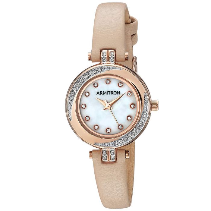 Armitron Swarovski Crystal Blush Pink Leather Women's Watch 75/5542MPRGBH