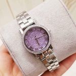 Michael Kors Petite Norie Mặt Tròn Màu Tím Dây Kim Loại Màu Bạc MK3848