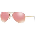Ray-ban Pink Rimless Aviator Sunglasses RB3449 001/E4 59-14