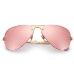 Ray-ban Pink Rimless Aviator Sunglasses RB3449 001/E4 59-14