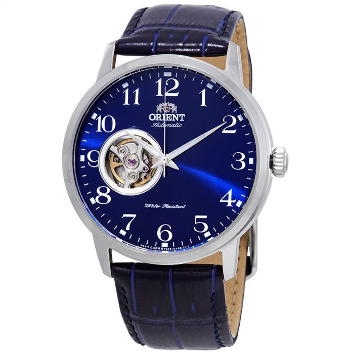 Orient Classic Automatic Open Heart Mặt Tròn Dây Da Màu Xanh RA-AG0011L10B