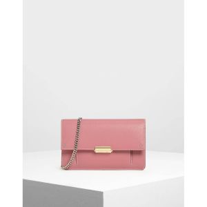 Charles & Keith Chain Pink Push-lock Women's Wallet CK6-10840159