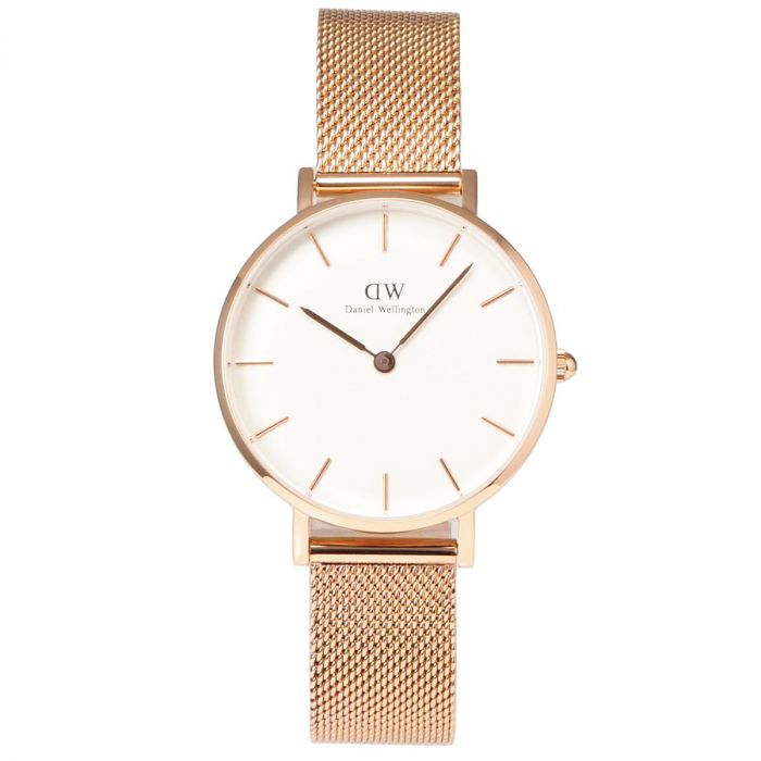 Daniel Wellington Classic Petite Melrose Mặt Tròn Màu Trắng Dây Kim Loại Màu Vàng Hồng DW00100163