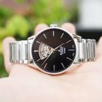 Edox Les Vauberts Automatic Open Heart Mặt Tròn Màu Đen Dây Kim Loại Màu Bạc 85011-3N-NIN