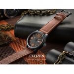 Citizen Eco-Drive Mặt Tròn Màu Đen Dây Da Màu Nâu Lịch Ngày Thứ BM8475-26E