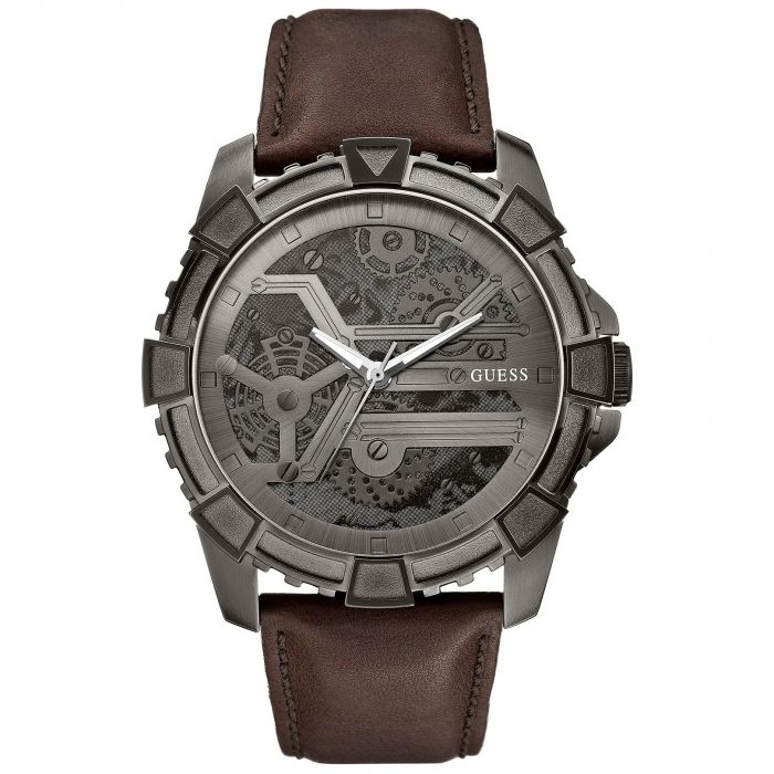 Guess Dynamic Brown Leather Men's Watch U0274G1