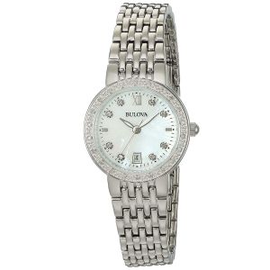 Bulova Diamond Mother of Pearl Stainless Steel Women's Watch 96R203