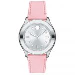 Movado Bold Silver Dial Pink Silicone Rubber Casual Women's Watch 3600414