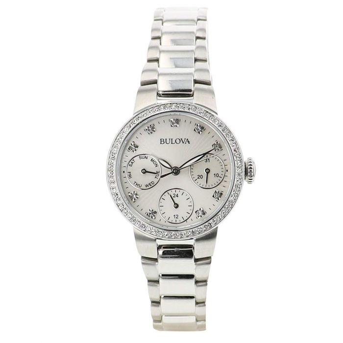 Bulova Crystal Accented Silver Women's Watch 96N108